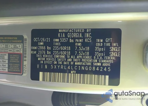 2022 Kia Sorento S z USA, uszkodzony, nr VIN 5XYRL4LC1NG084245